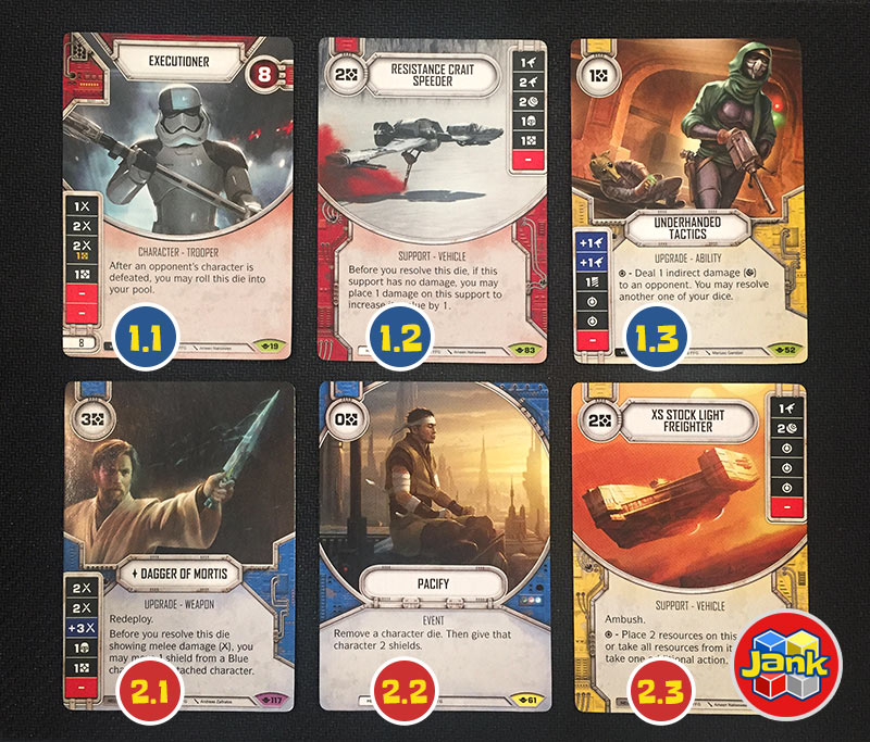 My first three pulls from each booster pack set.